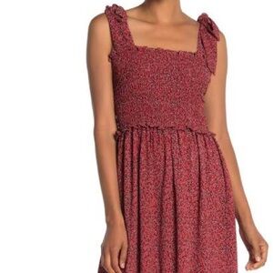Max Studio Red Floral Maxi Dress with Bow Sleeves